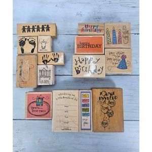 Lot 15 Rubber Stamps Invitation Party Save The Date Baby Shower Birthday